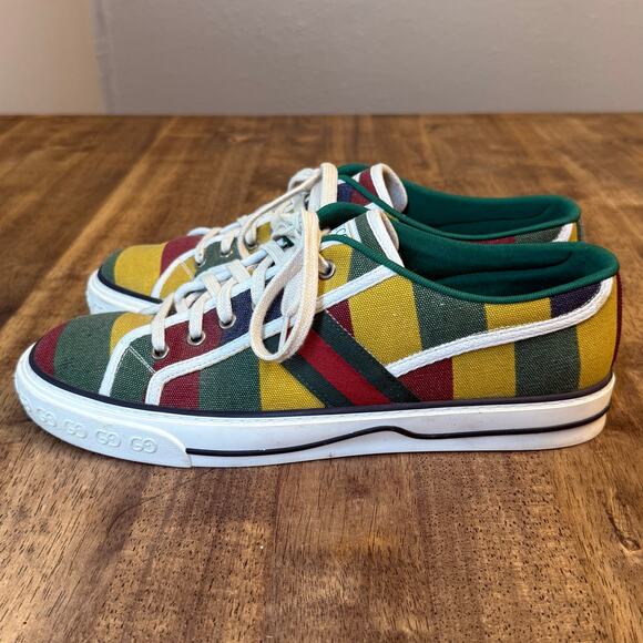 Gucci Tennis 100 1977 Canvas Colorblock Low Top Sneaker Shoes Men’s Size 8 - Picture 6 of 11